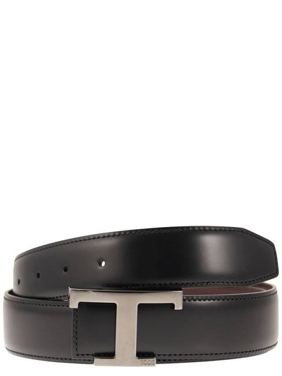 T Timeless Logo Leather Belt Black - TOD'S - BALAAN 2