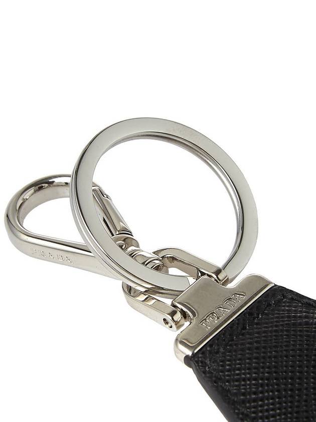 Saffiano Triangle Logo Leather Key Holder Black - PRADA - BALAAN 6