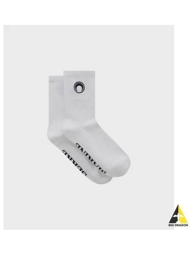 Women s moon logo ribbed jersey ankle socks white - MARINE SERRE - BALAAN 1