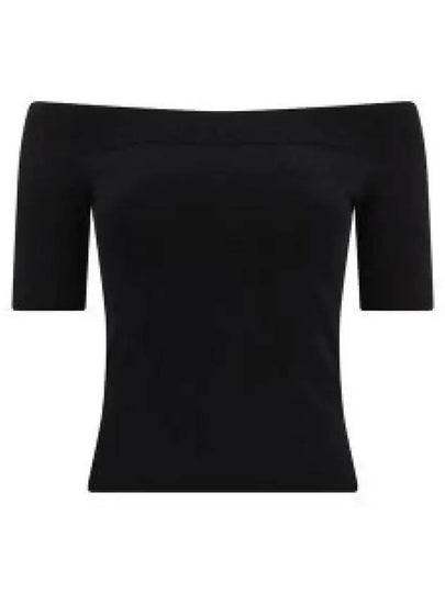 Off Shoulder Short Sleeve T-Shirt Black - ALEXANDER MCQUEEN - BALAAN 2