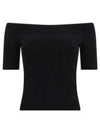 Off Shoulder Short Sleeve T-Shirt Black - ALEXANDER MCQUEEN - BALAAN 2