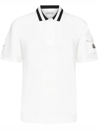 Logo Patch Short Sleeve Polo Shirt Off White - MONCLER - BALAAN 2