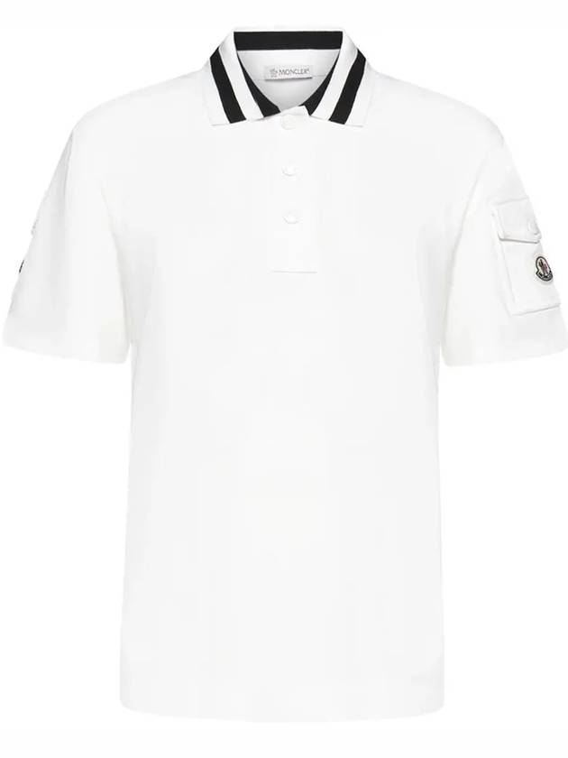 Logo Patch Short Sleeve Polo Shirt Off White - MONCLER - BALAAN 3