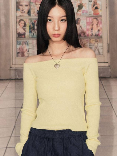 Easy offshoulder knit lemon - HIGH SCHOOL DISCO - BALAAN 1