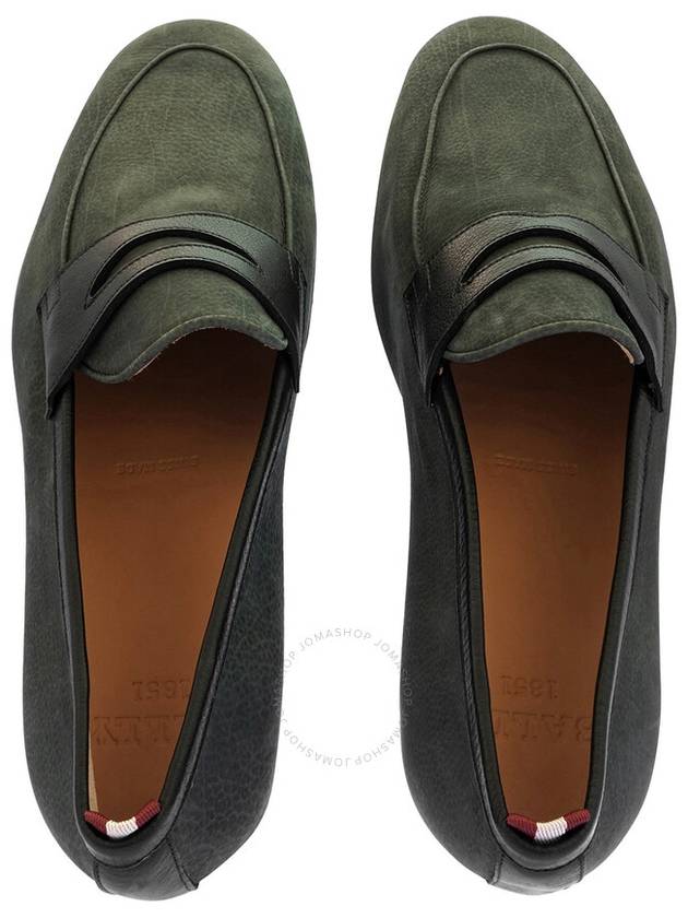 Men's Agata Plum Penny Leather Loafers Green - BALLY - BALAAN 4