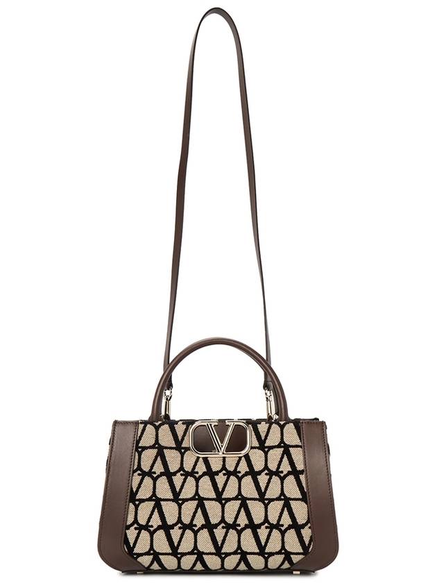 Iconographe VLogo Signature Small Tote Bag Beige Black Brown - VALENTINO - BALAAN 8