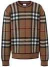 Check Wool Jacquard Sweater Brown - BURBERRY - BALAAN.