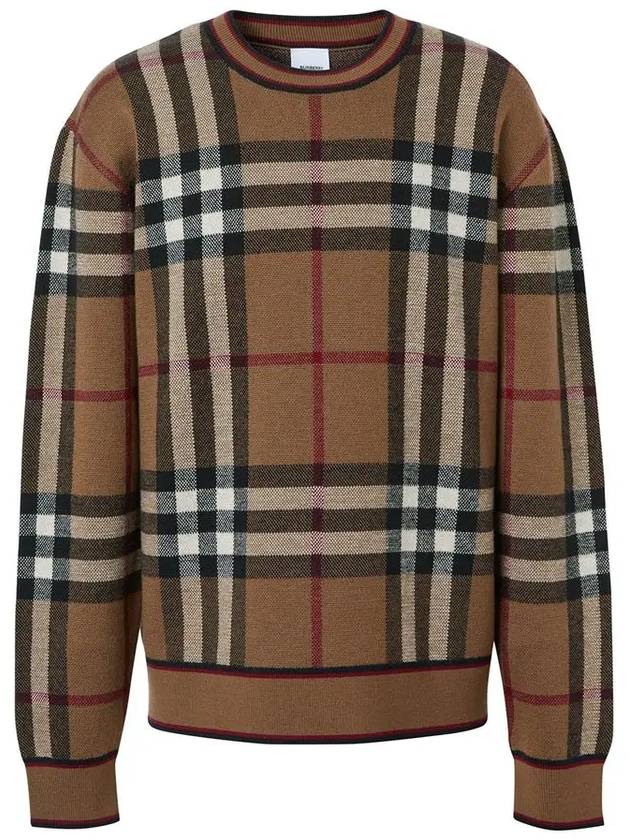 Check Wool Jacquard Knit Top Brown - BURBERRY - BALAAN 3