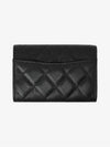 Classic Card Holder Grained Calfskin Silver Black - CHANEL - BALAAN 4