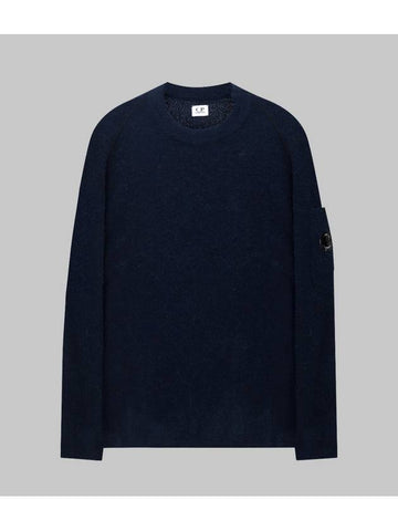 Stretch Alpaca Wool Lens Crew Neck Knit Top Navy - CP COMPANY - BALAAN 1