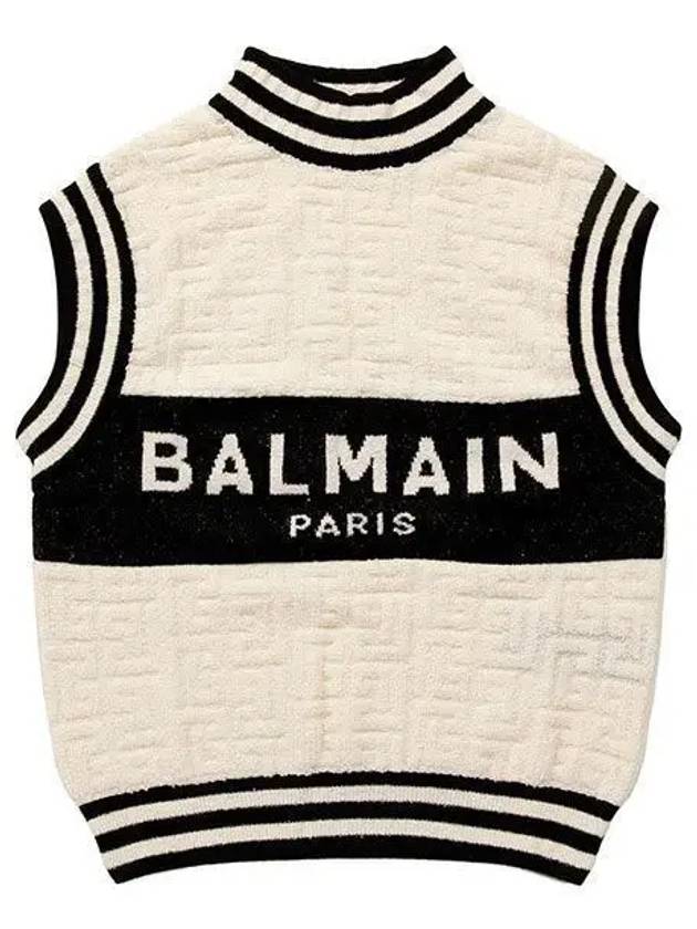 Monogram High-Neck Intarsia Knit Vest White - BALMAIN - BALAAN 2