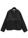 Logo Zip-up Shearling Jacket Black - AMI - BALAAN 2