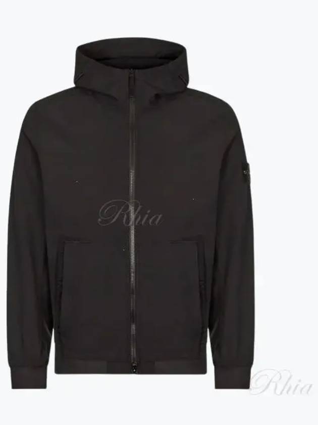 Men's Wappen Patch Softshell Zip Up Hoodie Black - STONE ISLAND - BALAAN 2