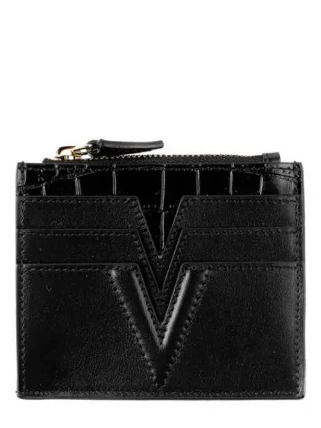 V Leather Card Wallet Black - VERSACE - BALAAN 2