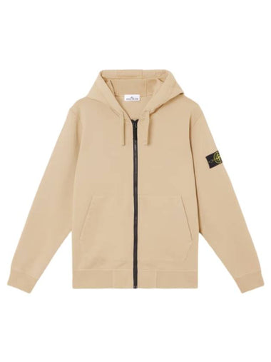 Organic Cotton Fleece Zip-Up Hoodie Desert - STONE ISLAND - BALAAN 1