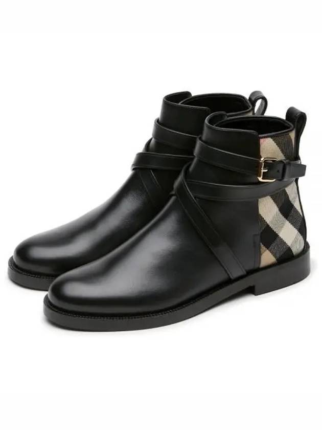 House Checked Leather Chelsea Boots Black - BURBERRY - BALAAN 2