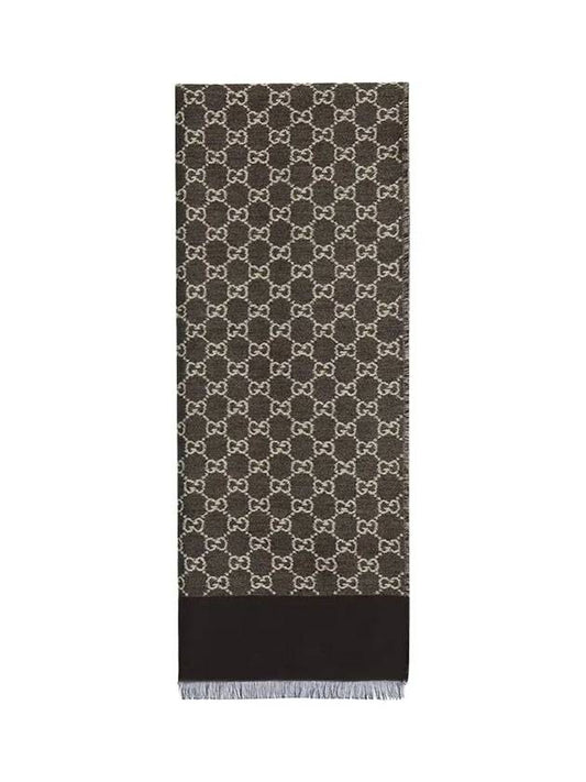 GG cotton jacquard scarf black - GUCCI - BALAAN.