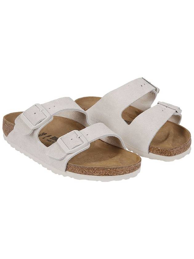 Arizona Suede Leather Slippers Antique White - BIRKENSTOCK - BALAAN 6