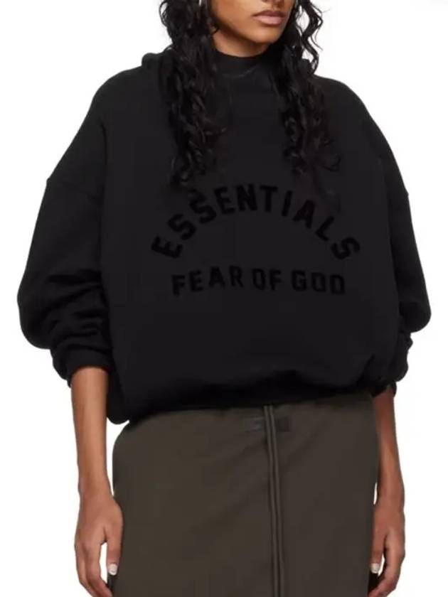 High neck stretch nylon taffeta hoodie jet black - FEAR OF GOD ESSENTIALS - BALAAN 4