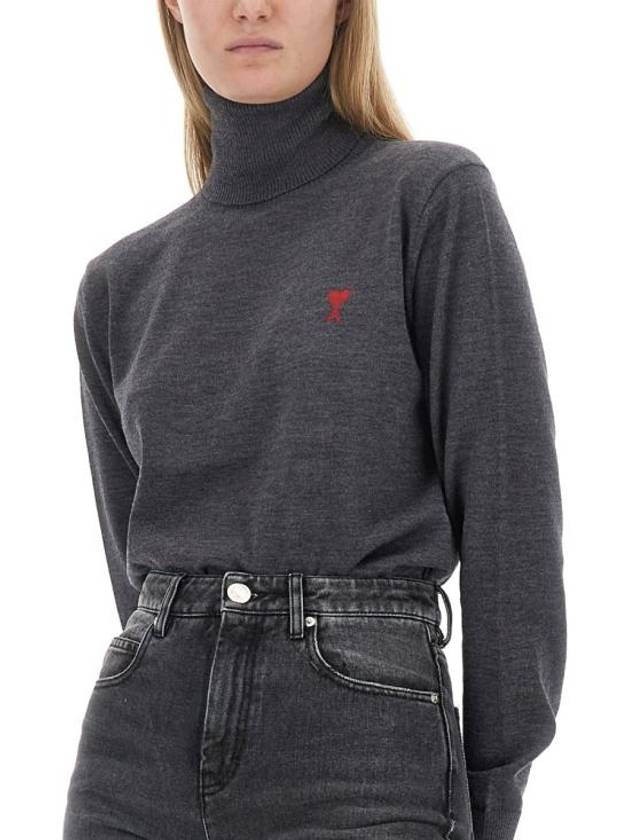 De Coeur Wool Turtleneck Heather Grey - AMI - BALAAN 3