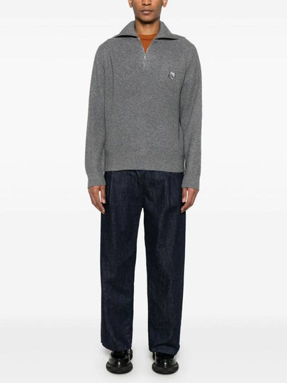 MAISON KITSUNÉ BOLD FOX HEAD PATCH HALF ZIP RIBBED JUMP - MAISON KITSUNE - BALAAN 2