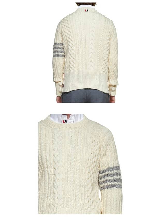 4-Bar Aran Cable Pullover Knit Top White - THOM BROWNE - BALAAN 7