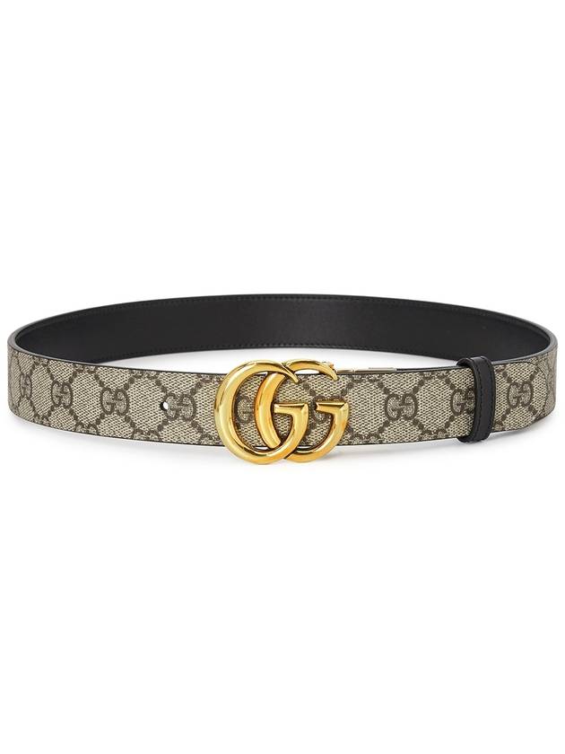 GG Marmont Supreme Canvas Leather Reversible Belt Beige Black - GUCCI - BALAAN 4