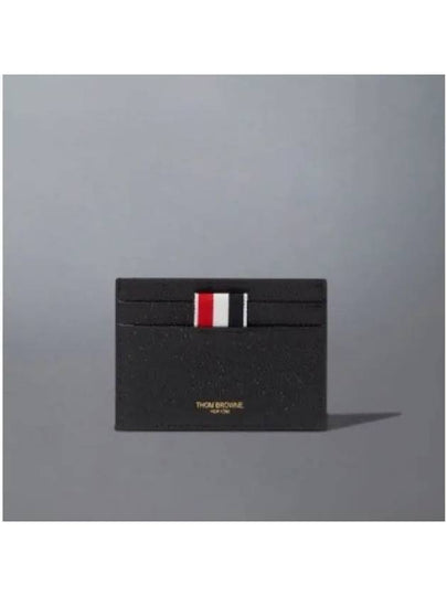 Stripe Note Compartment Pebble Grain Leather Card Wallet Black - THOM BROWNE - BALAAN 2