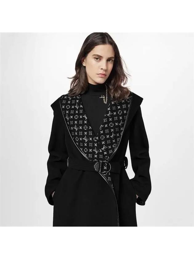 Hooded Wrap Single Coat Black - LOUIS VUITTON - BALAAN 3