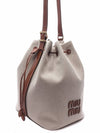 Logo Canvas Leather Bucket Bag Beige Brandy - MIU MIU - BALAAN 4