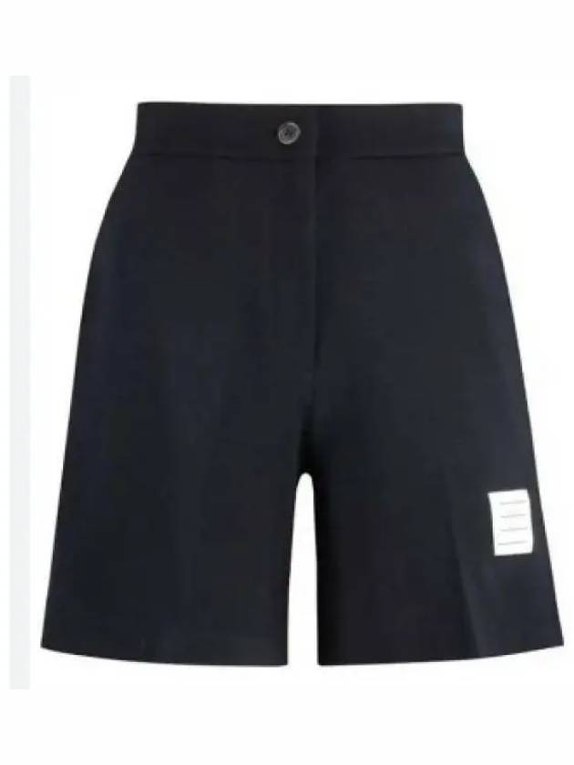 High Waisted Wool Shorts Navy - THOM BROWNE - BALAAN 2