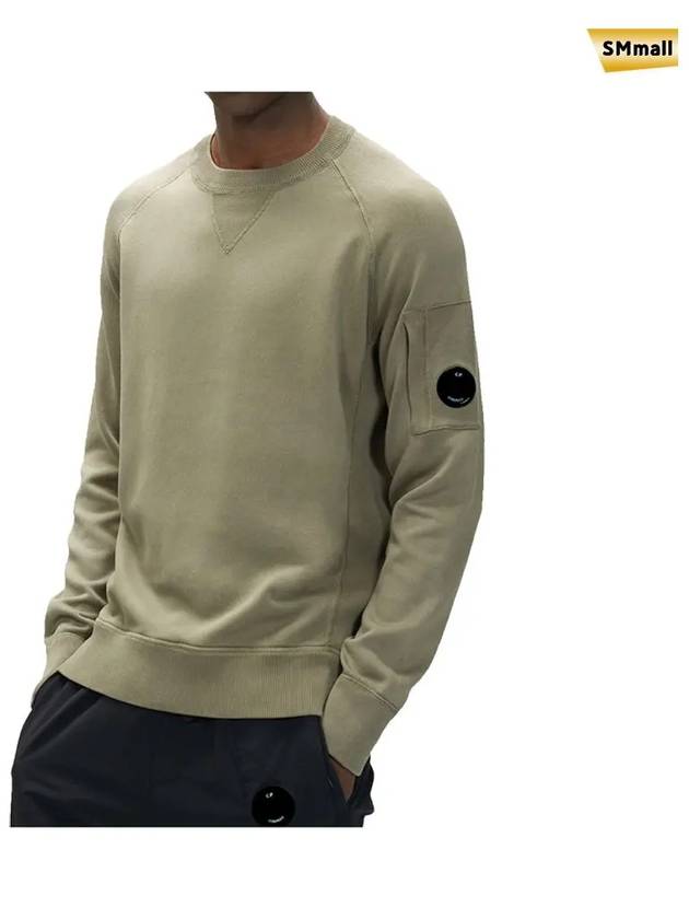 Men's Lens Wappen Crew Neck Sweatshirt Khaki - CP COMPANY - BALAAN 3