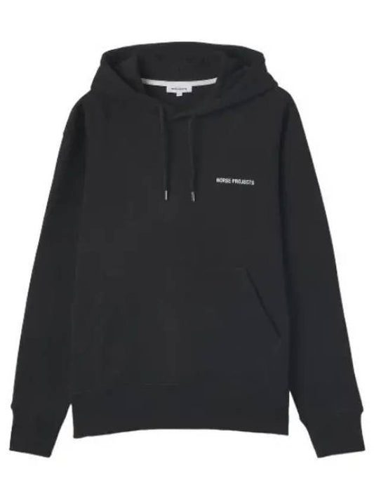 Arne Logo Hooded Black Sweatshirt - NORSE PROJECTS - BALAAN 1