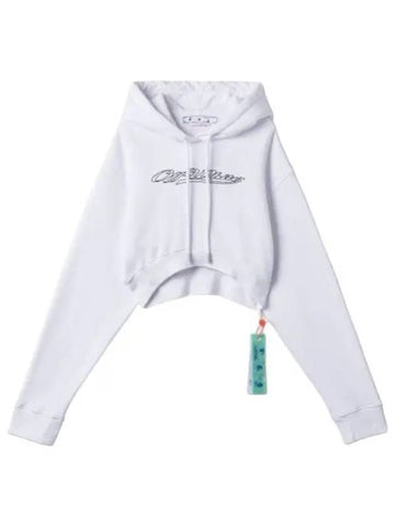 Bling Crop Hooded White Sweatshirt - OFF WHITE - BALAAN 1