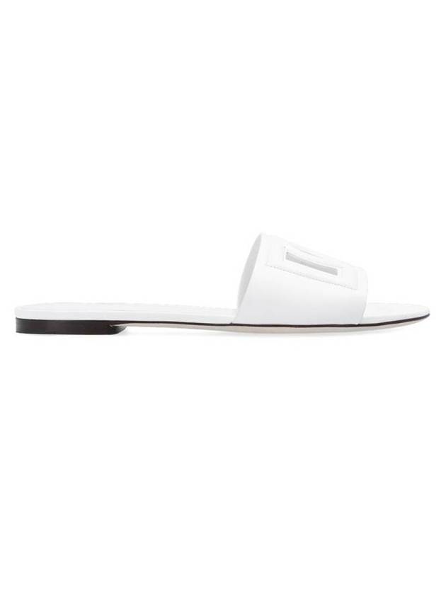 DG Logo Leather Flat Slippers White - DOLCE&GABBANA - BALAAN 1