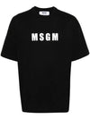 Logo Print Cotton Short Sleeve T-Shirt Black - MSGM - BALAAN 2