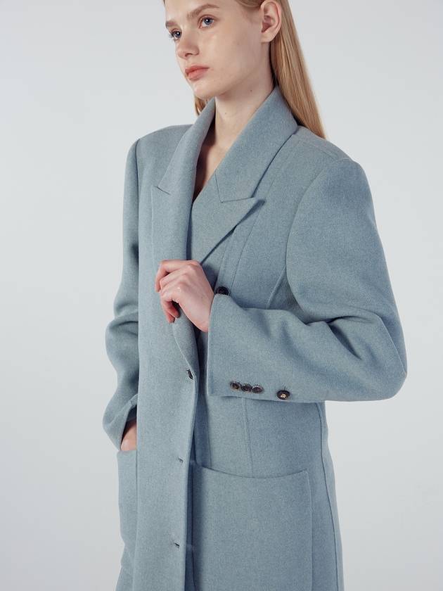 Breasted Handmade Long Double Coat Light Blue - REAL ME ANOTHER ME - BALAAN 7