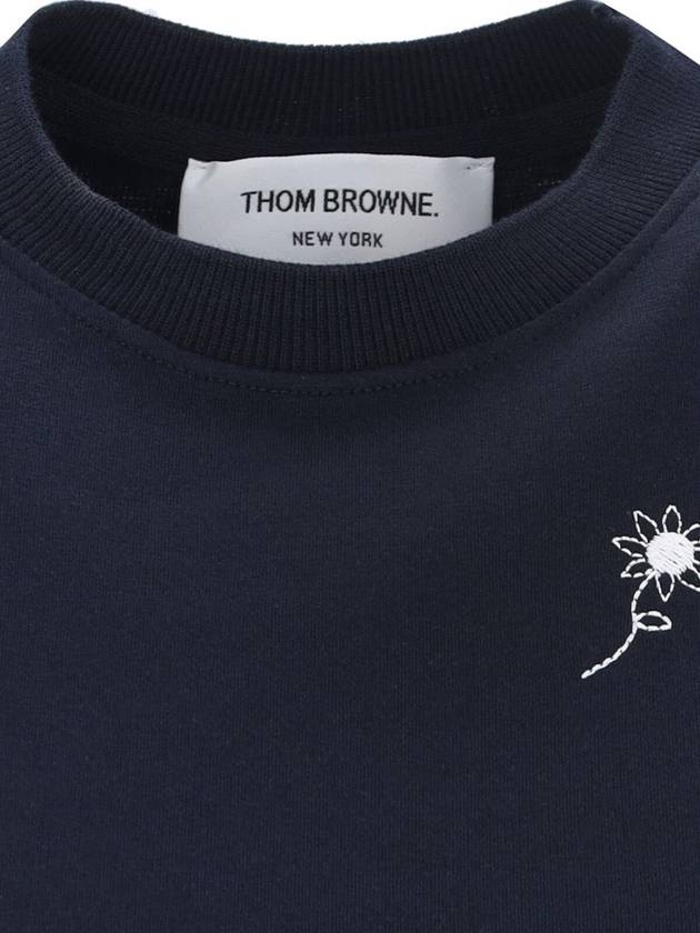 Embroidered Flower Dolman Short Sleeve T-Shirt Navy - THOM BROWNE - BALAAN 4