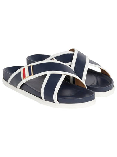 Three Stripes Buckle Cross Sandals Navy - THOM BROWNE - BALAAN 2