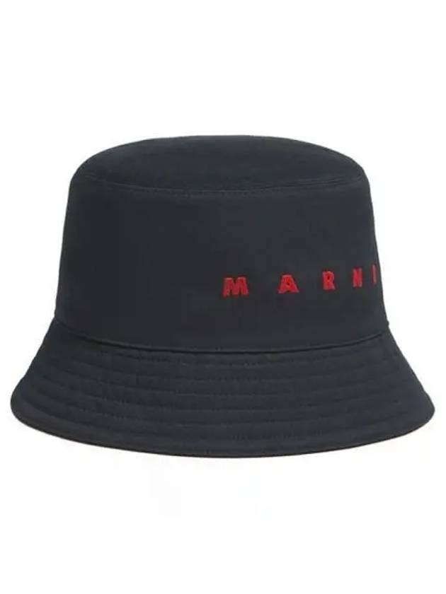 Embroidered Logo Cotton Bucket Hat Black - MARNI - BALAAN 2