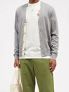 Maison Kitsune FOX Tricolor Fox Patch Vneck Gray Wool Cardigan - MAISON KITSUNE - BALAAN 5