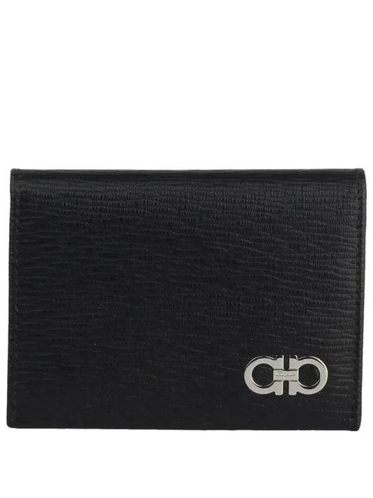 Salvatore Revival Gancini Bicolor Card Wallet Black - SALVATORE FERRAGAMO - BALAAN 2