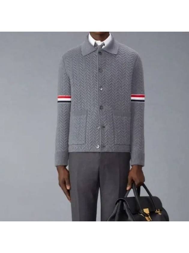 Quilted armband merino wool and cotton work jacket MKJ120A Y1003 35 - THOM BROWNE - BALAAN 4