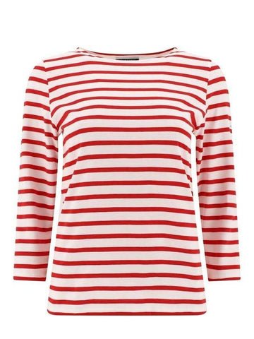 Minquiers Striped Long Sleeve T-Shirt Red - SAINT JAMES - BALAAN 1