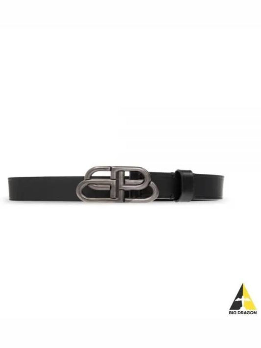 BB Logo Thin Calfskin Belt Black - BALENCIAGA - BALAAN 2