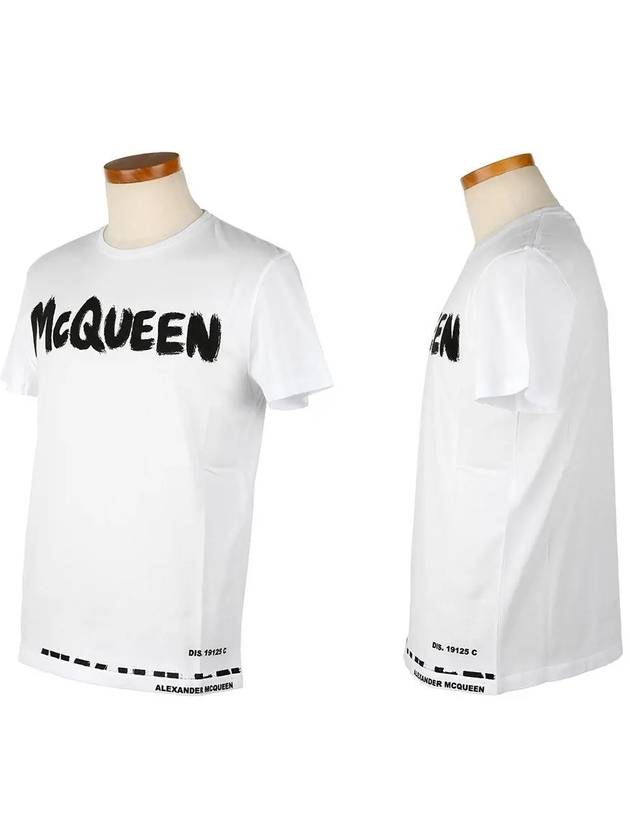 Graffiti Logo Print Short Sleeve T-Shirt White - ALEXANDER MCQUEEN - BALAAN 3