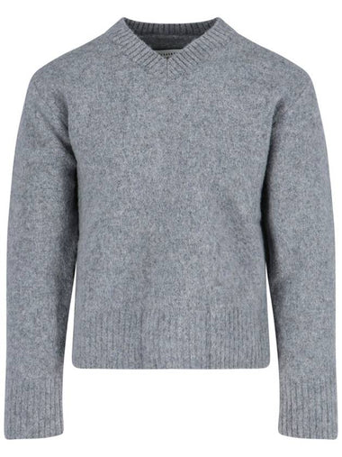 V-neck Cropped Wool Knit Top Grey - MAISON MARGIELA - BALAAN 1