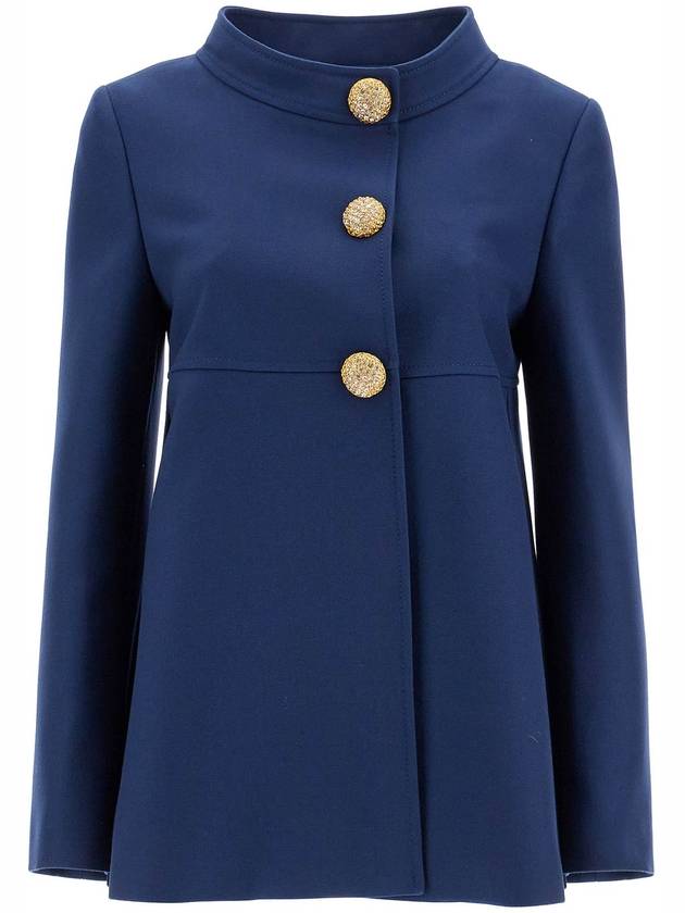 slim indigo silk jacket with golden buttons - VALENTINO - BALAAN 1