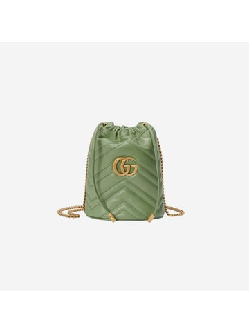 GG Marmont Matelasse Mini Bucket Bag Sage Green - GUCCI - BALAAN 1