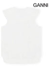 Ruffle Collar Button Sleeveless Shirt White - GANNI - BALAAN 3